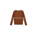 Pullover con maniche a coste a pipistrello con scollo a barca lavorato a maglia da donna